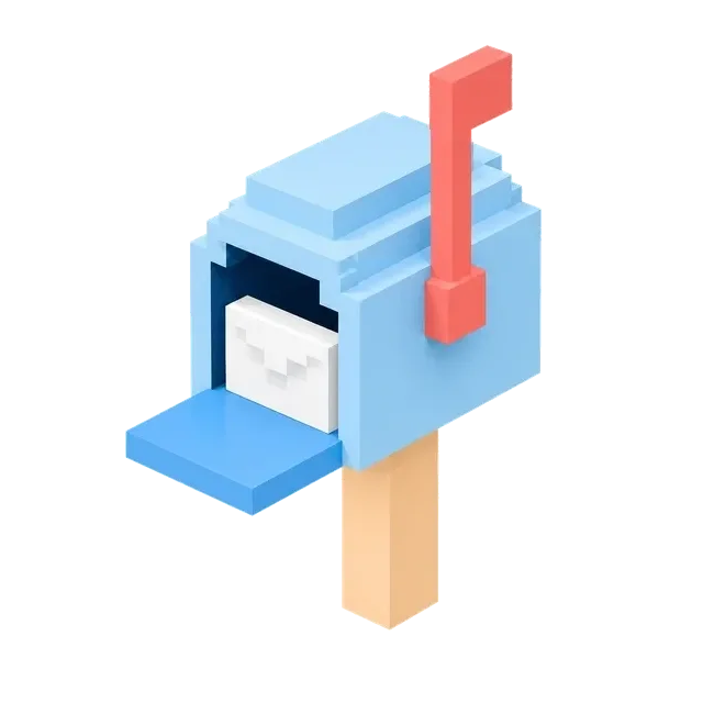 Mailbox With Raised Flag voxel icon, animated loop