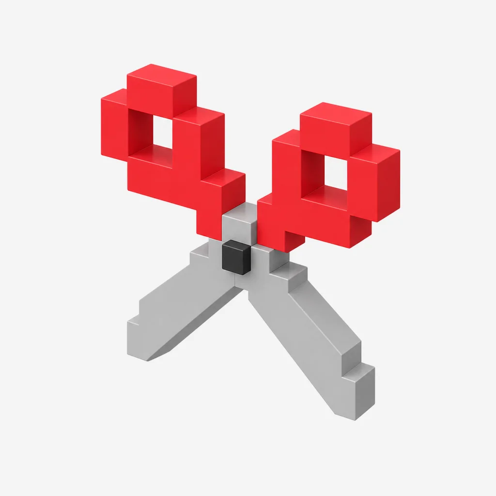 Scissors voxel icon, 3D model still