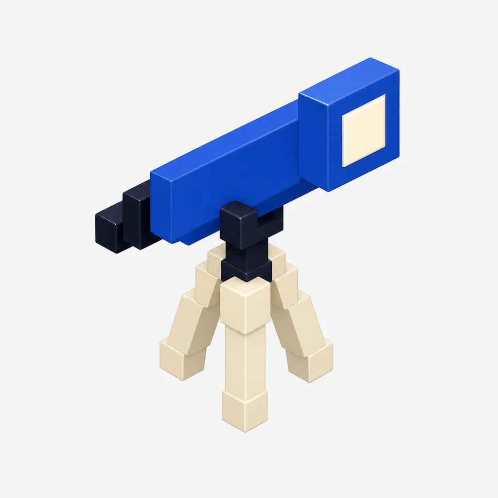 Telescope voxel icon, Directed — Blue Cream