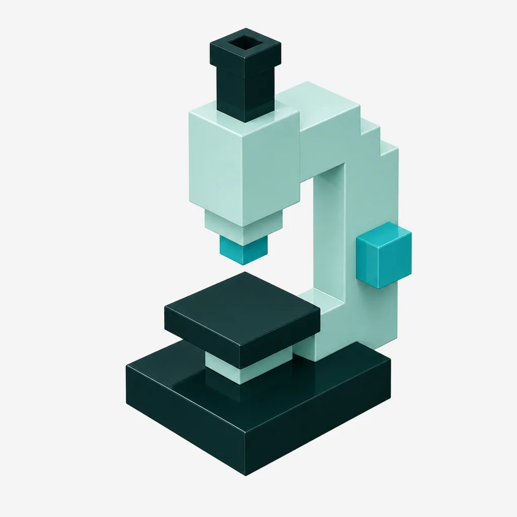 Microscope voxel icon, Directed — Teal Void