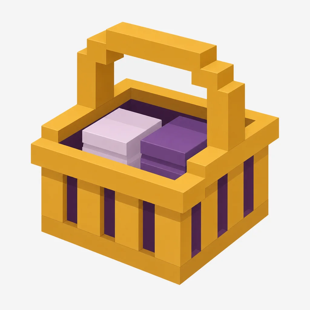 Basket voxel icon, Directed — Plum Gold