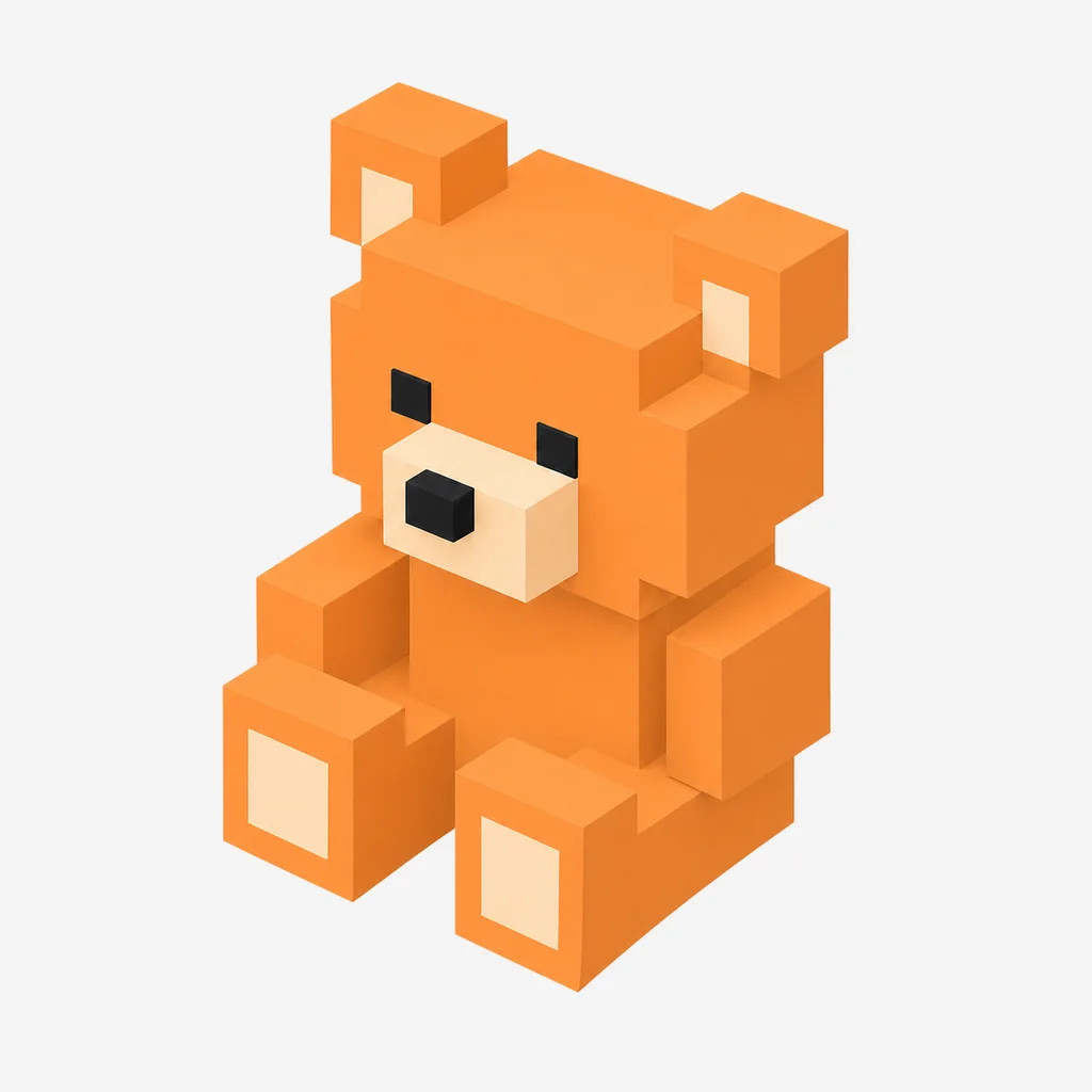 Teddy Bear voxel icon, Directed — Peach Cream