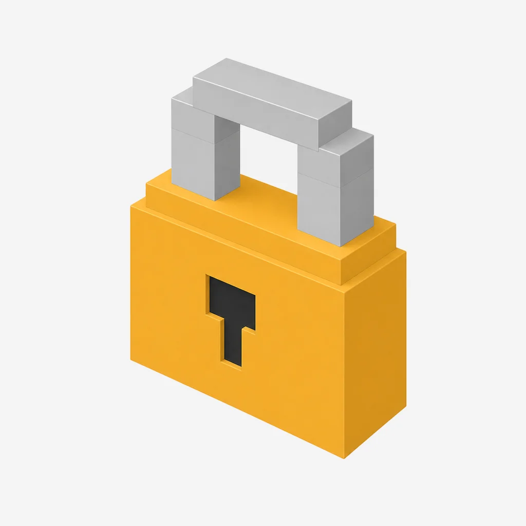 Locked voxel icon, 3D model still