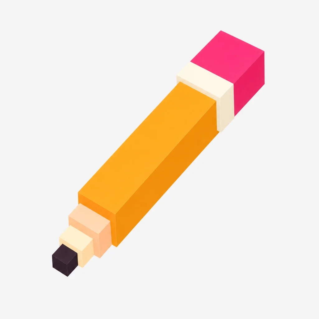 Pencil voxel icon, Directed — Sunset Punch