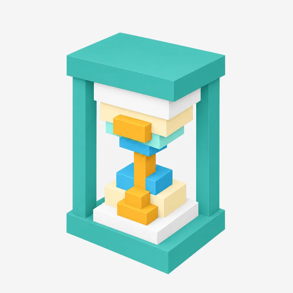 Hourglass voxel icon, Directed — Lagoon Gold
