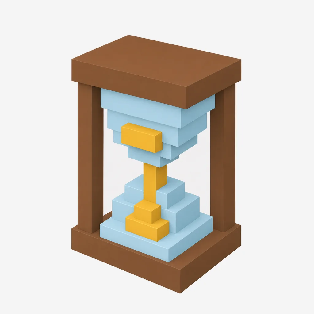 Hourglass voxel icon, 3D model still