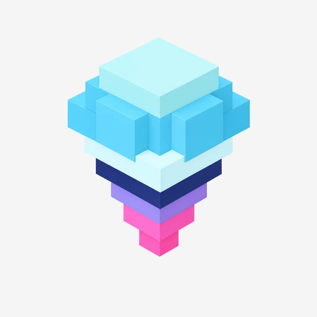 Gem Stone voxel icon, Directed — Aqua Orchid