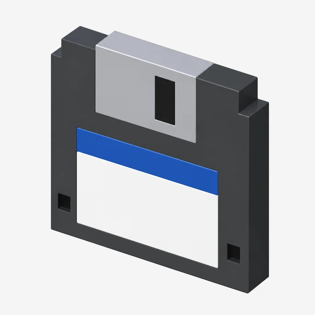 Floppy Disk voxel icon, 3D model still