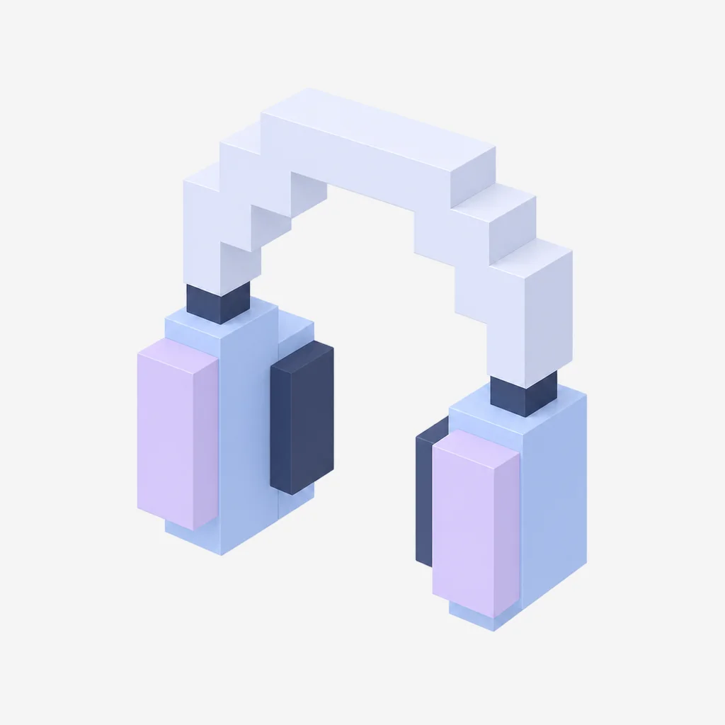 Headphones voxel icon, Directed — Moon Pearl