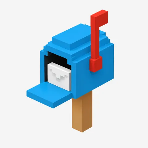Mailbox With Raised Flag voxel icon